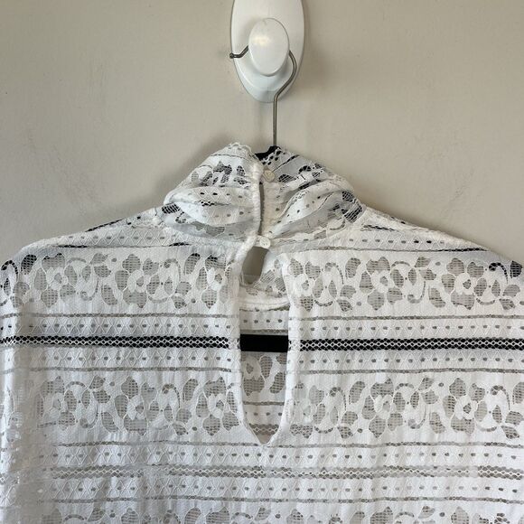 Sandro Paris Hamia White Floral Lace Blouse High Neck Quiet Luxury Size 1/Small - Picture 11 of 16